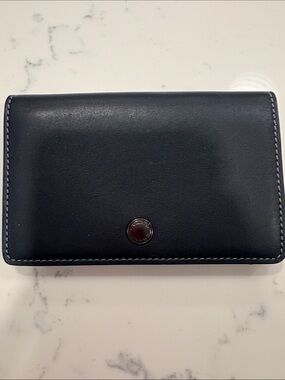 Charcoal grey Leather Wallet with Contrast light blue Stitching